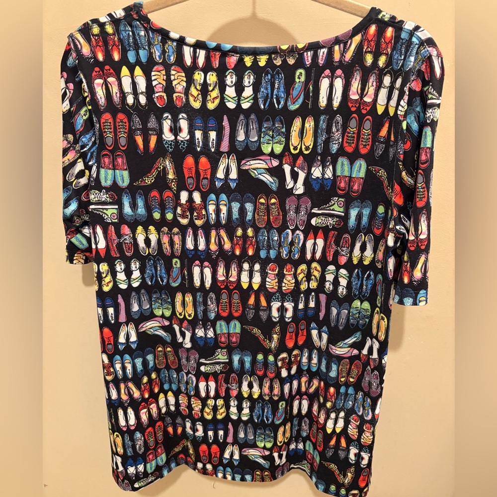 👠🩴👡🥿👠 Multiples Fancy Shoes Swing Tunic Top Women’s Medium - Picture 7 of 9